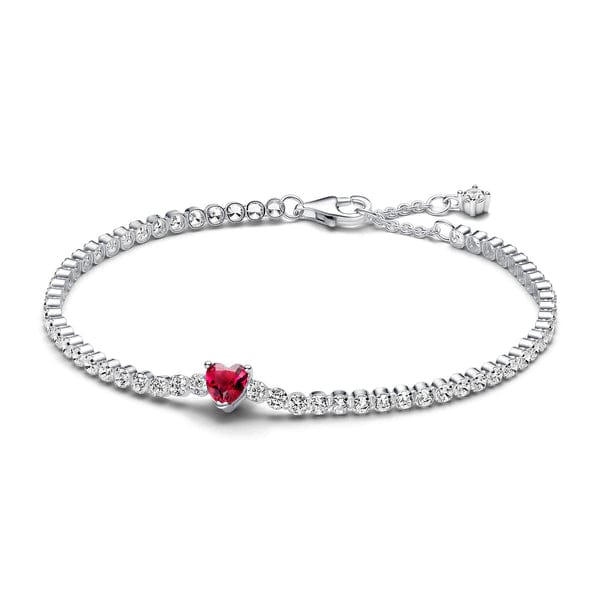 red sparkle heart tennis bracelet